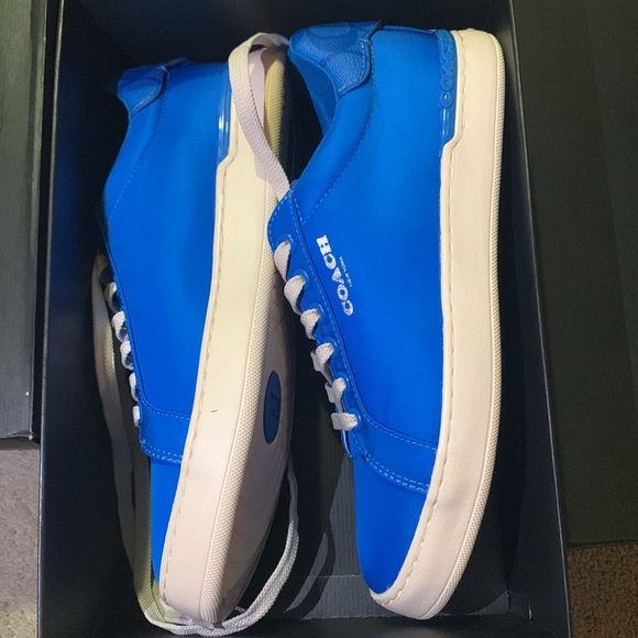 Men Brand New Coach CLIP Nylon LowTop Bright Blue Sneakers Size 8 - Picture 3 of 7